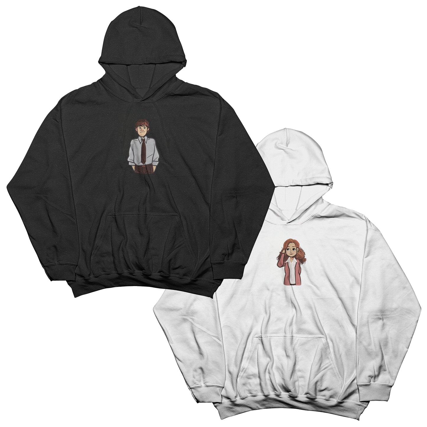 Couples Sets | Hoodies with Embroidered Jim & Pam