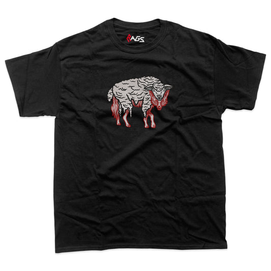 Тениска с бродерия "Вълк в овча кожа"