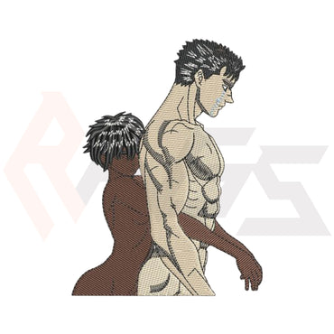 Тениска с бродерия Guts and Casca - Berserk