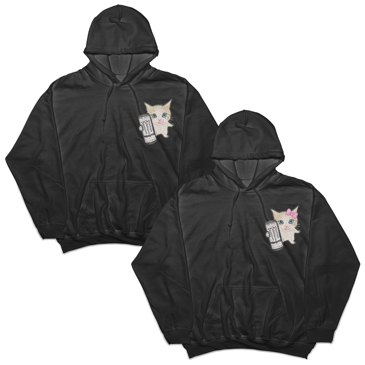 Couples Sets | Hoodies with Embroidered White Monster Cats